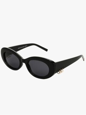 Betsey Johnson Women's Lucky Charm Oval Sunglasses, Black, 36 mm